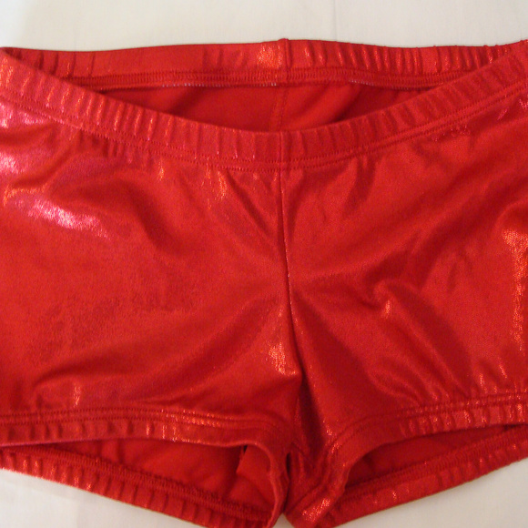 Gymnastics/Dance Red Metallic Shorts - Picture 1 of 3
